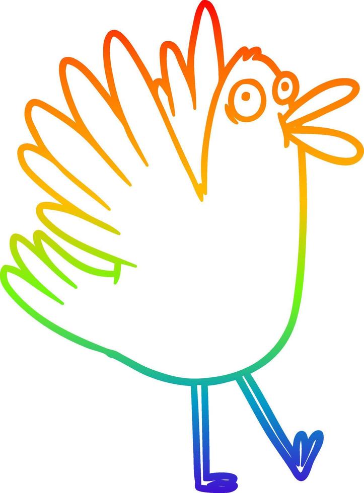 rainbow gradient line drawing cartoon bird squawking vector