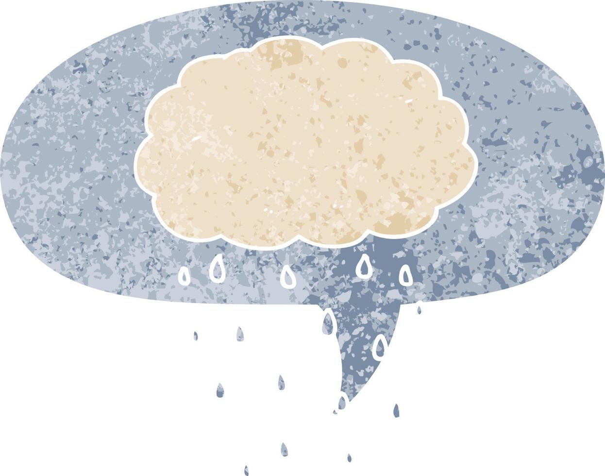 cartoon rain cloud and speech bubble in retro textured style vector