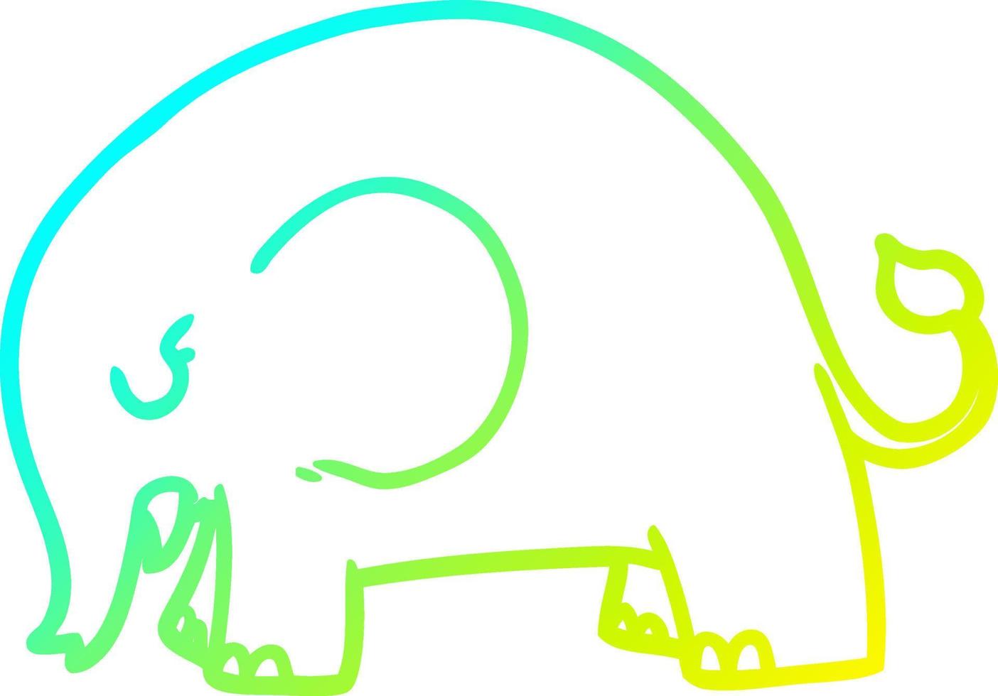cold gradient line drawing cute cartoon elephant vector