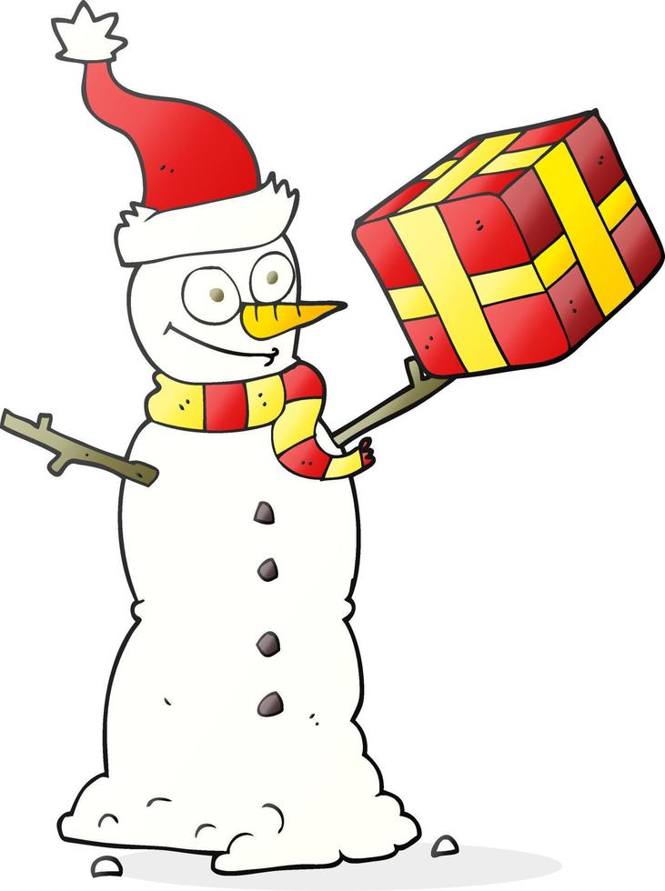 freehand drawn cartoon snowman vector