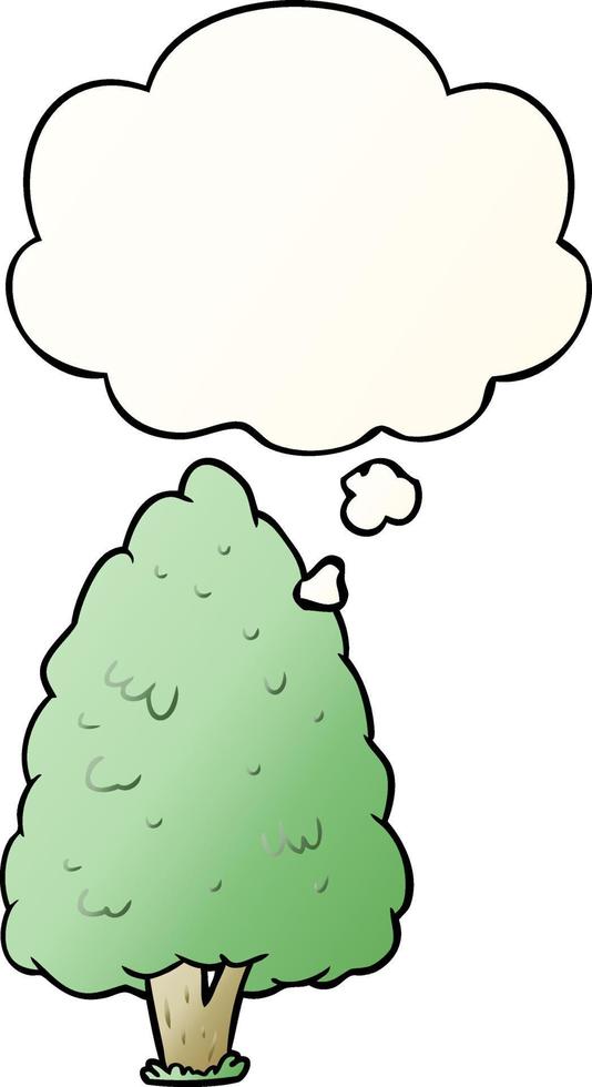 cartoon tall tree and thought bubble in smooth gradient style vector