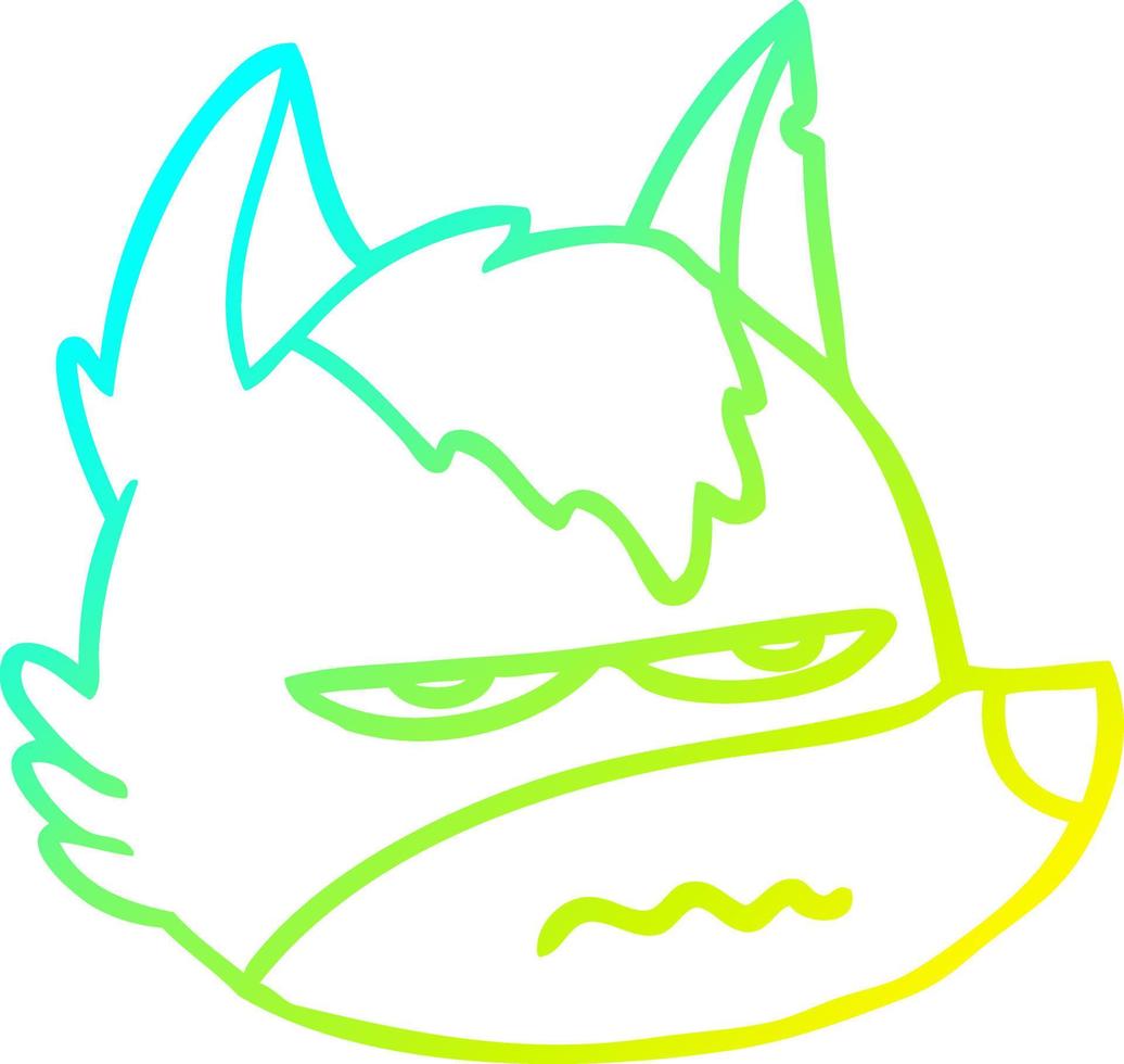 cold gradient line drawing cartoon annoyed wolf face vector