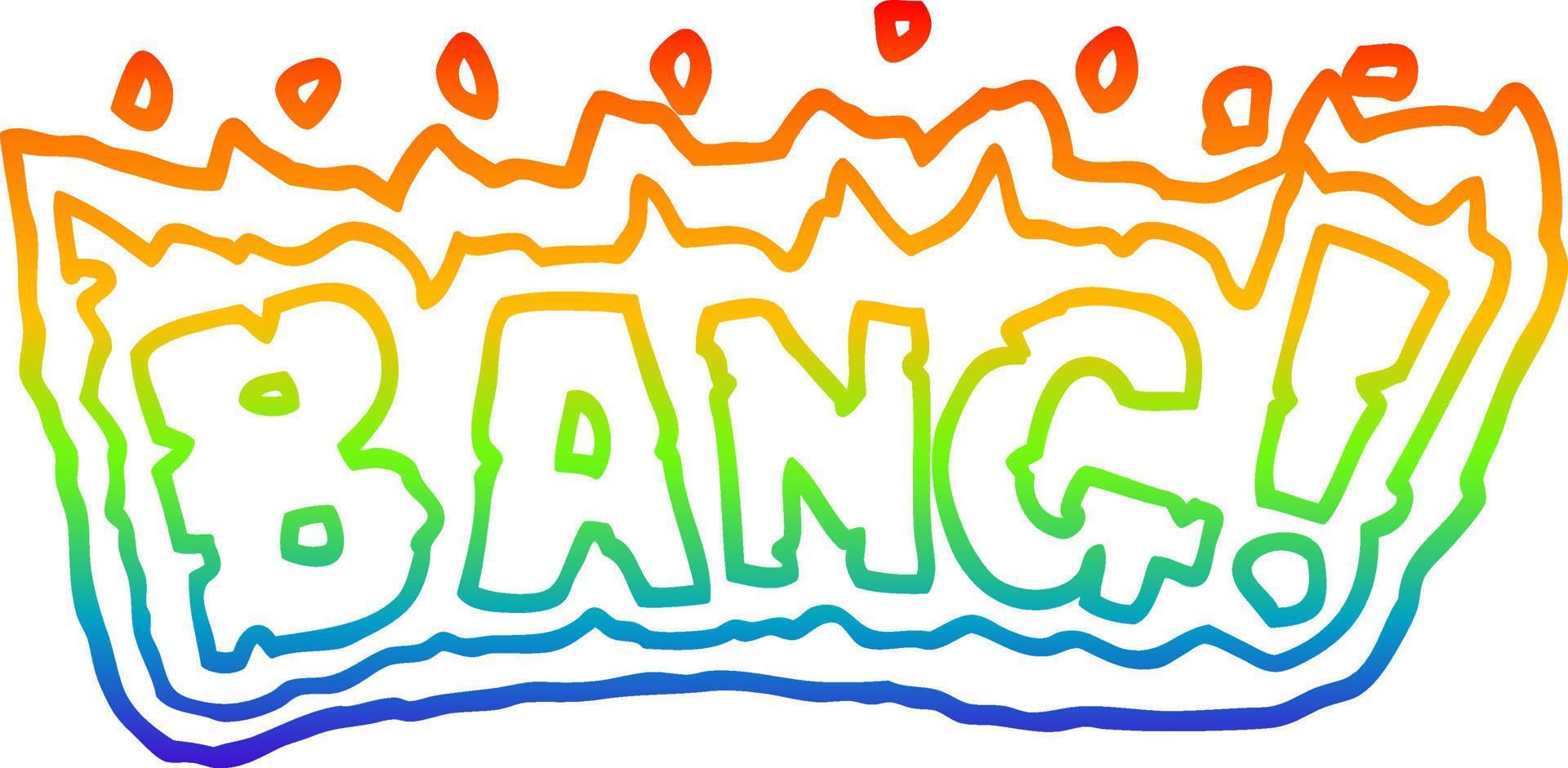 rainbow gradient line drawing cartoon word bang vector