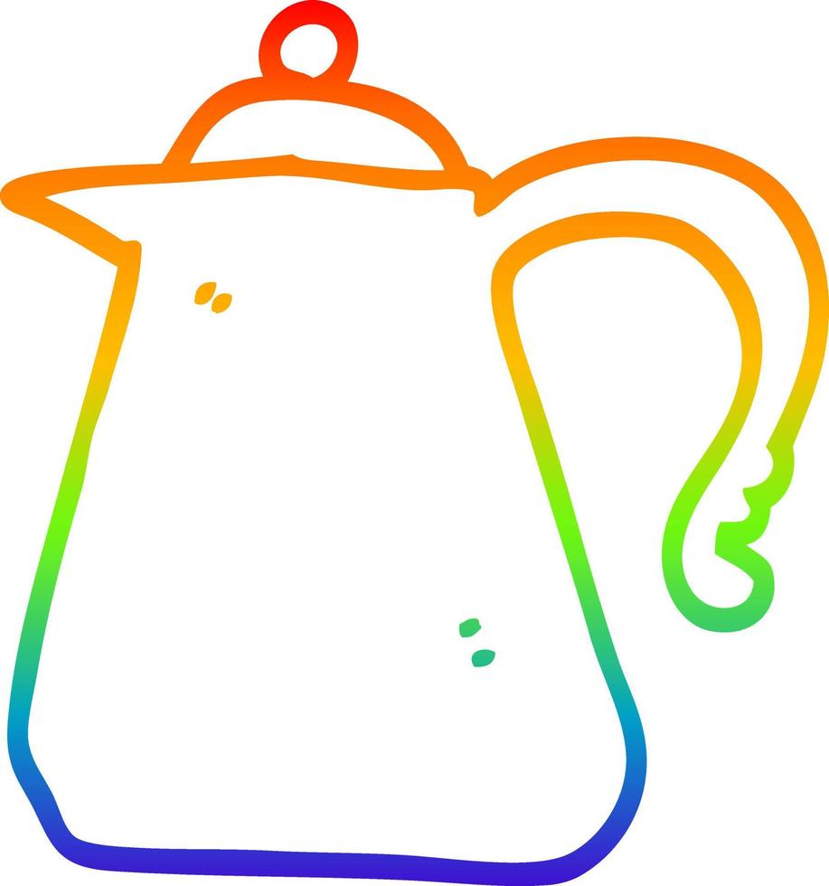 rainbow gradient line drawing cartoon kettle vector