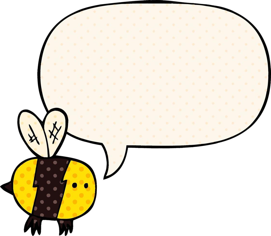 cartoon bee and speech bubble in comic book style vector