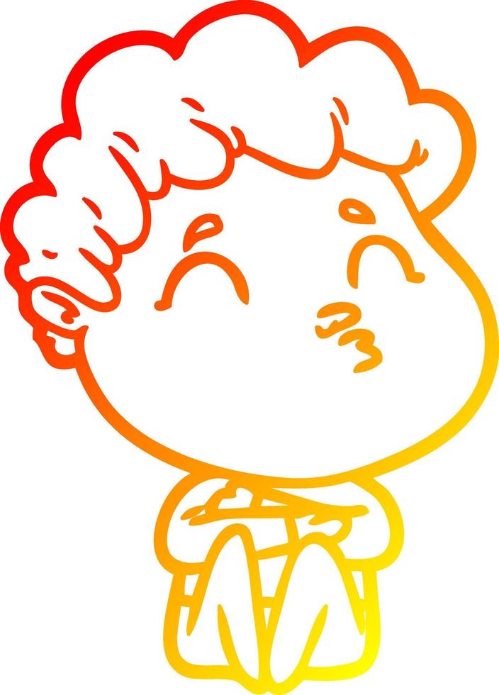 warm gradient line drawing cartoon man pouting vector