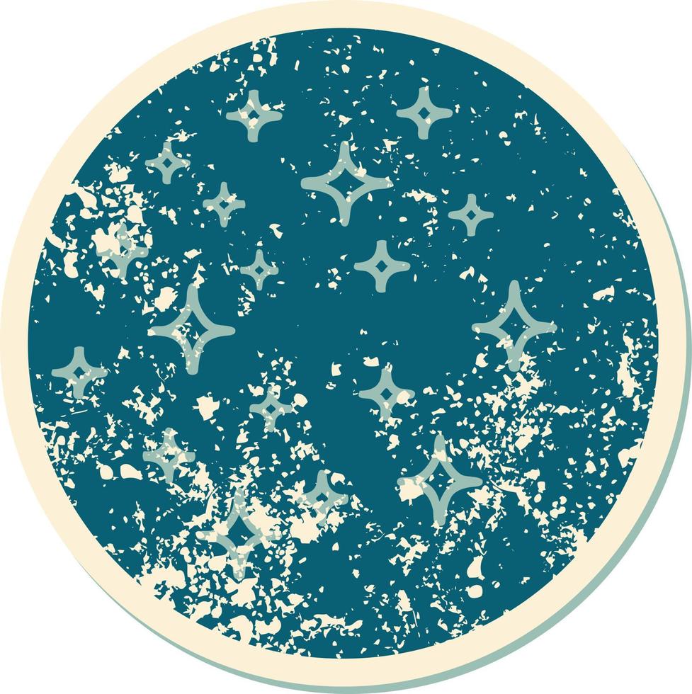 iconic distressed sticker tattoo style image of a stars vector