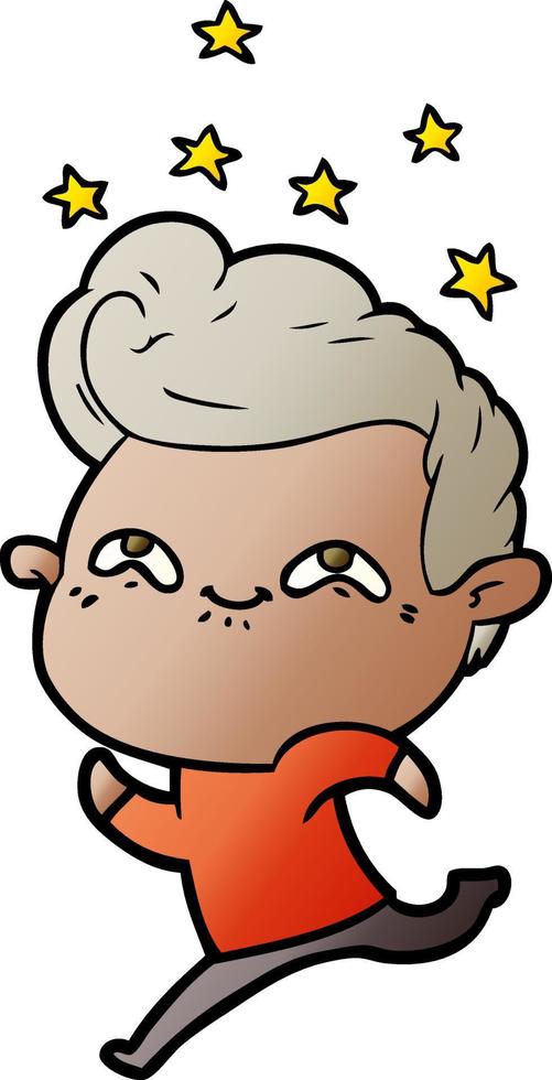 hombre emocionado de dibujos animados vector