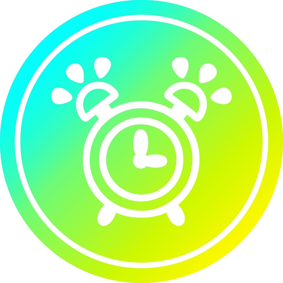 ringing alarm clock circular in cold gradient spectrum vector