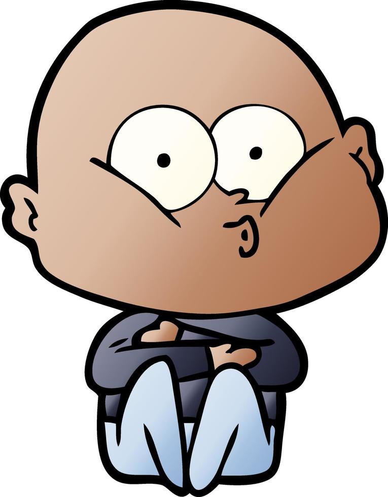 cartoon bald man staring vector