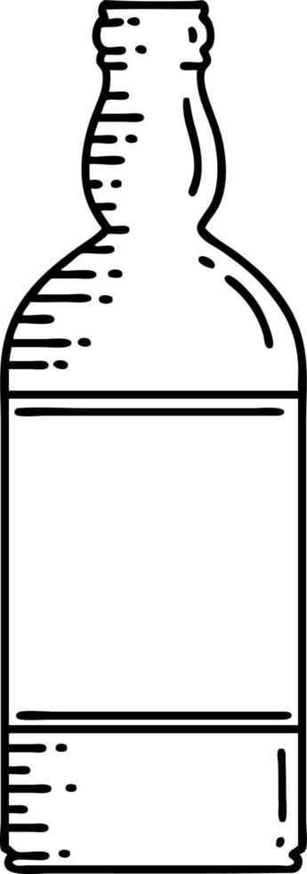 tattoo in black line style of a bottle vector