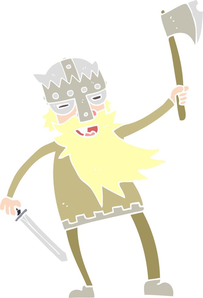 ilustración de color plano de guerrero vikingo vector