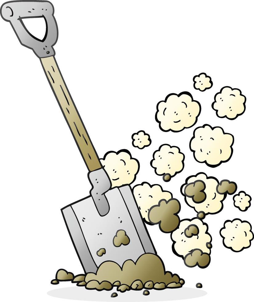 freehand drawn cartoon shovel in dirt vector