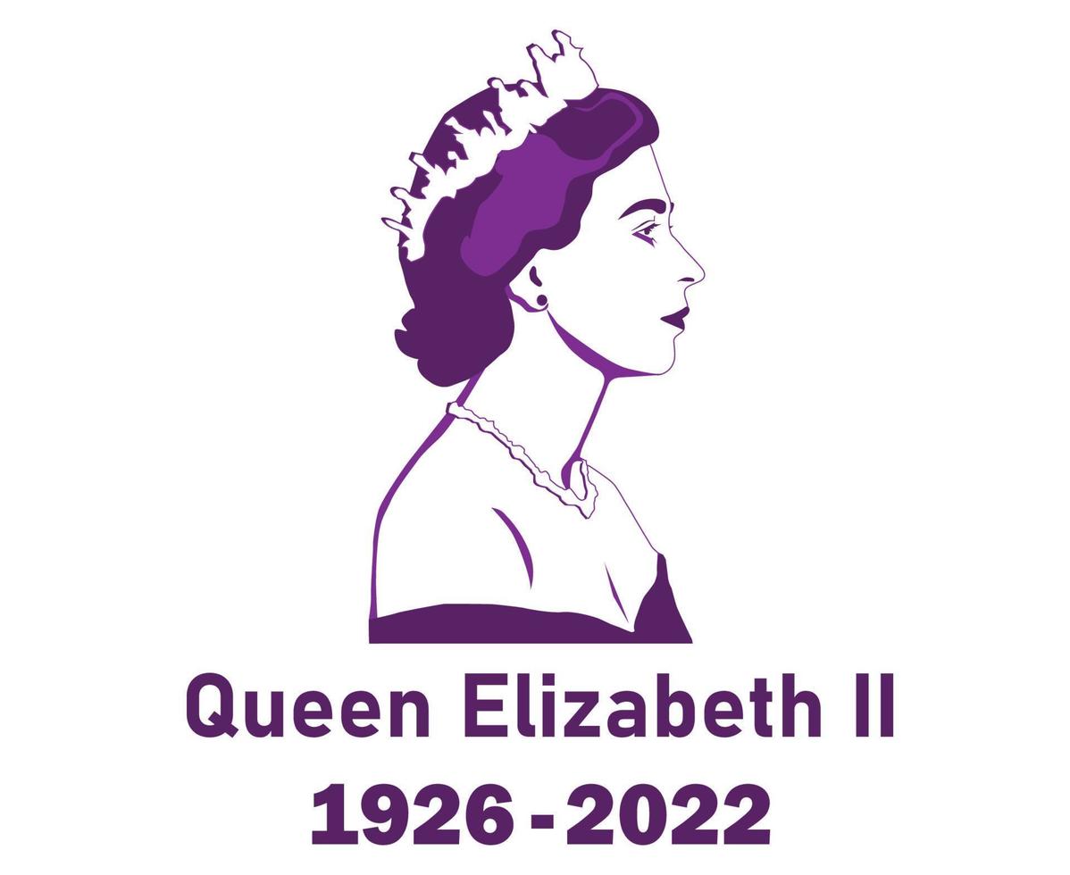 Queen Elizabeth Young Face Portrait Purple 1926 2022 British United Kingdom National Europe Country Vector Illustration Abstract Design