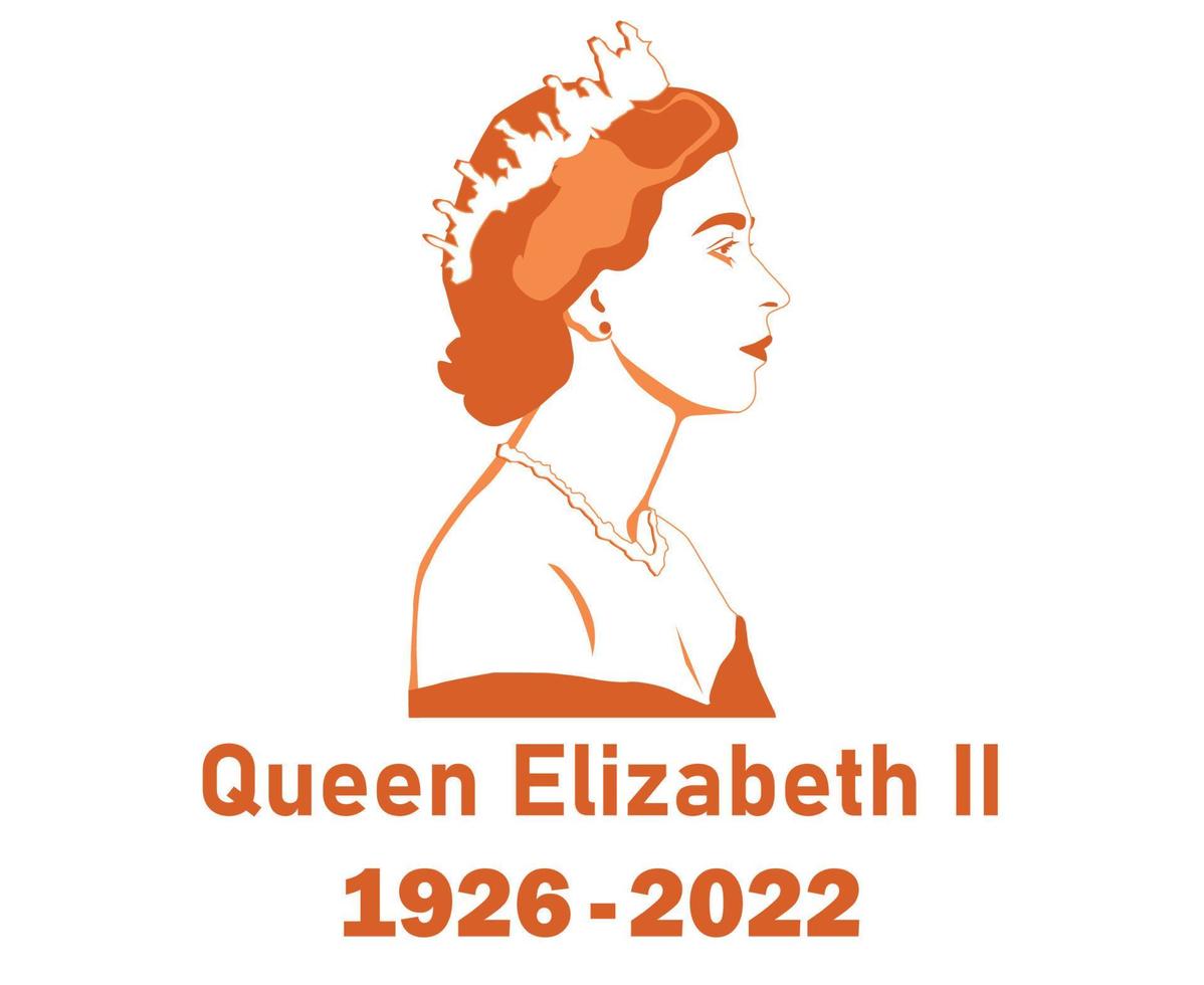 Queen Elizabeth Young Face Portrait Orange 1926 2022 British United Kingdom National Europe Country Vector Illustration Abstract Design