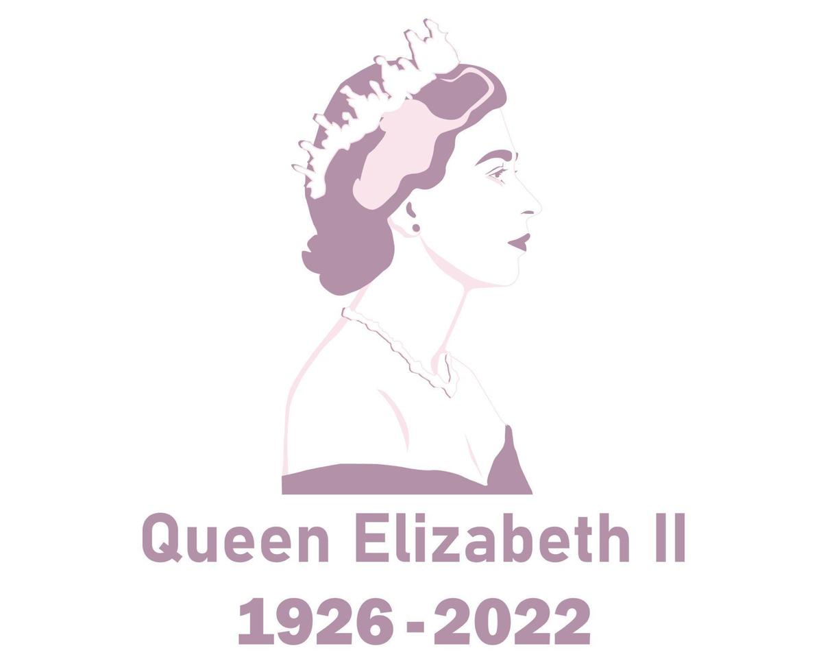 Queen Elizabeth Young Face Portrait Pink 1926 2022 British United Kingdom National Europe Country Vector Illustration Abstract Design