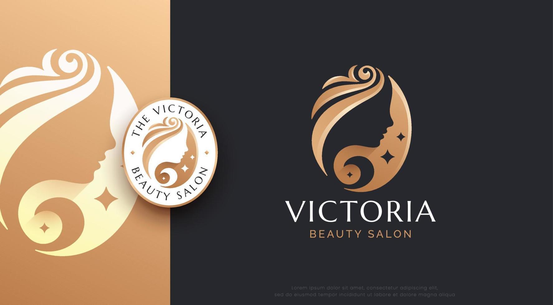 beauty woman hair style logo design vector
