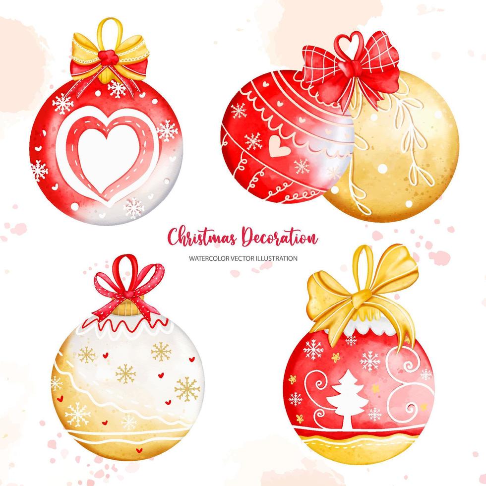 Hand-painted New Year decor, Christmas Ball, Digital paint watercolor illustration vector