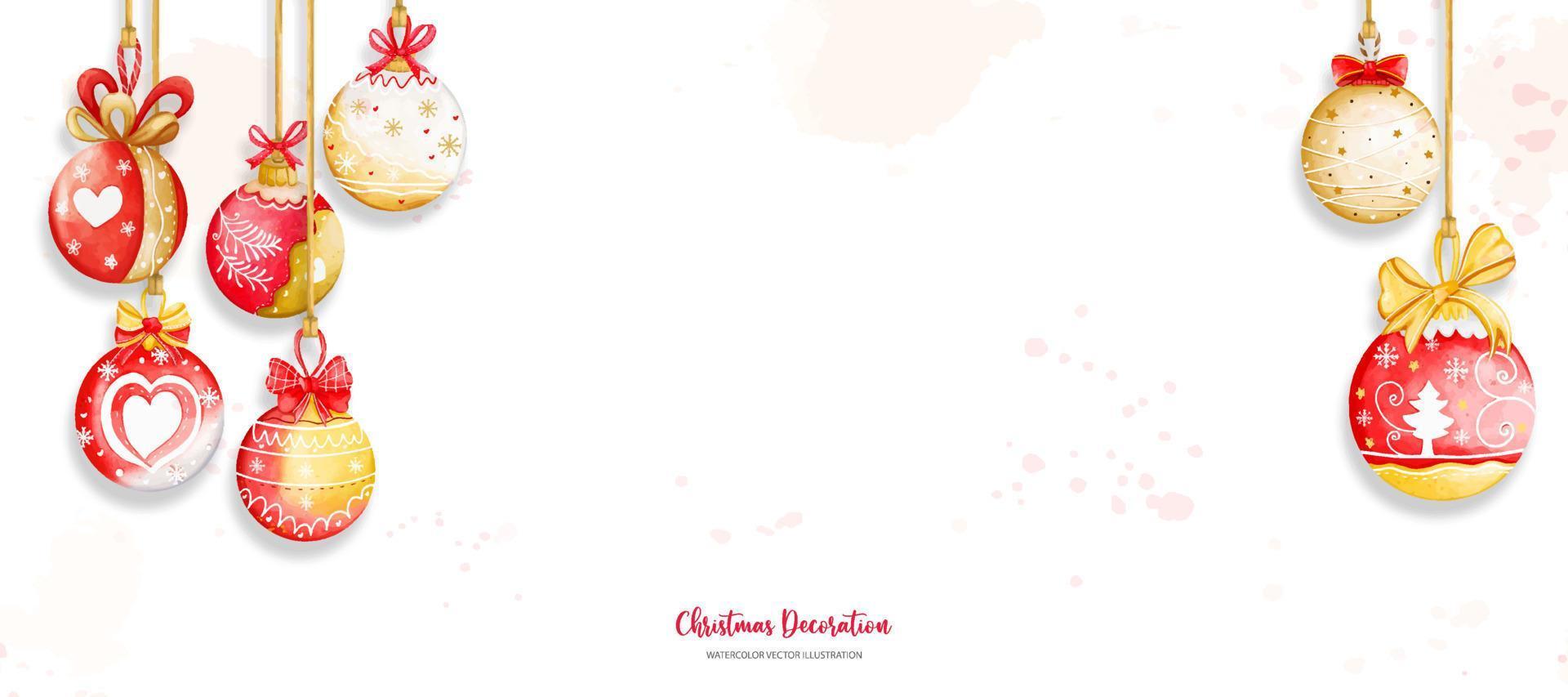 Hanging of Christmas Ball background. Digital paint watercolor illustration vector