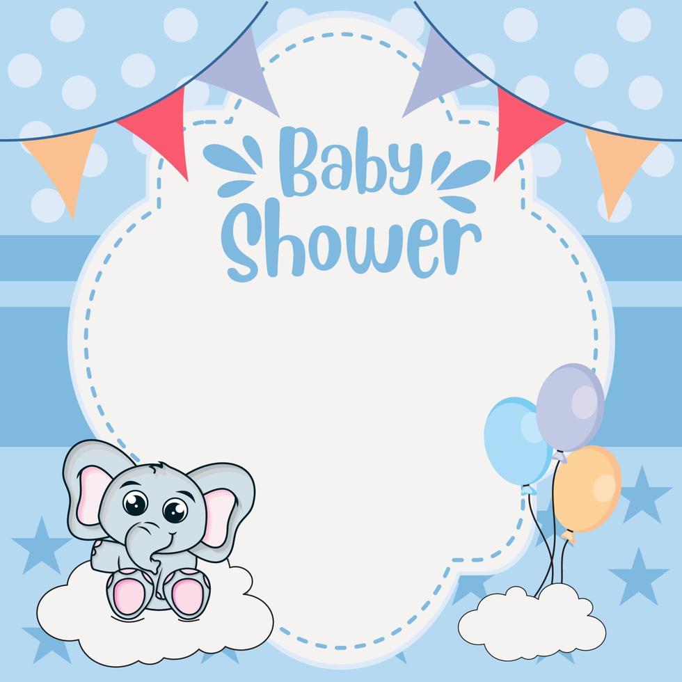 Baby shower invitation templates with cute elephants vector