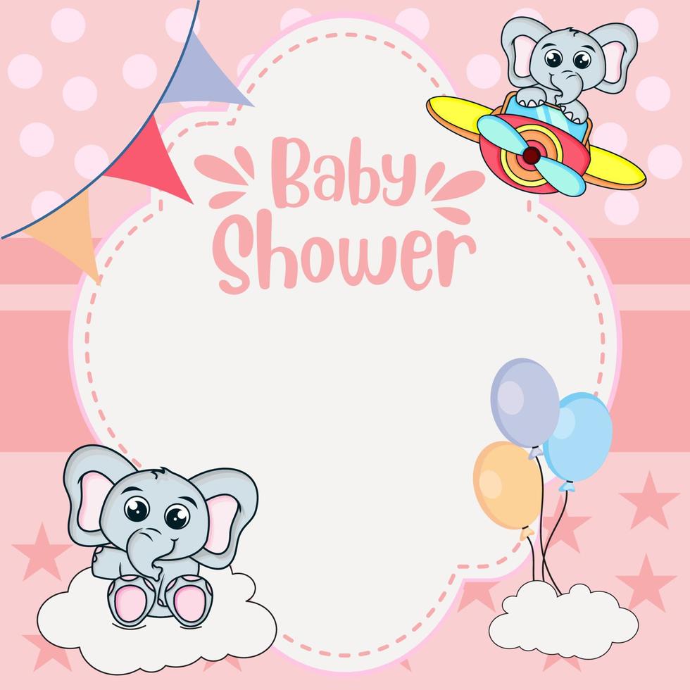 Baby shower invitation templates with cute elephants vector