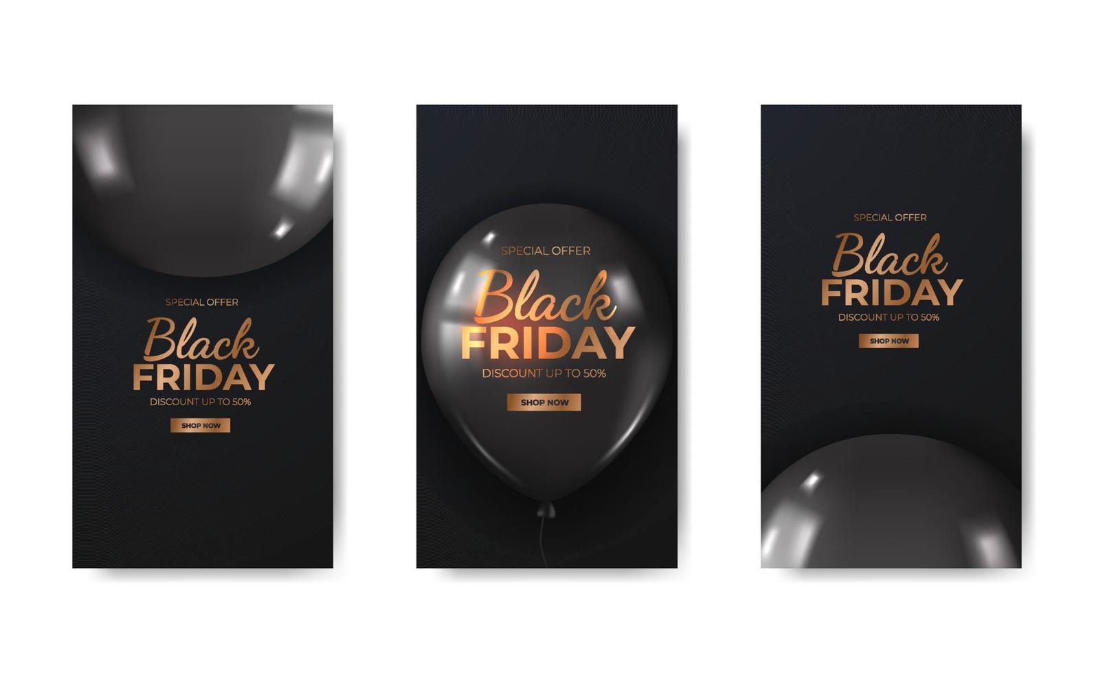 Grand Opening Social Media Stories Template with 3d glossy realistic balloon with black background vector