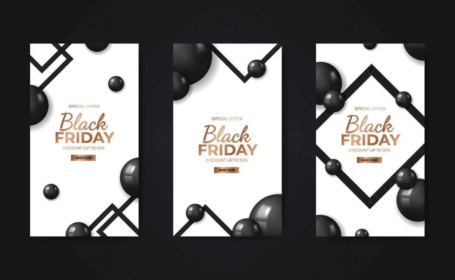 Grand Opening Social Media Stories Template with 3d glossy sphere ball vector