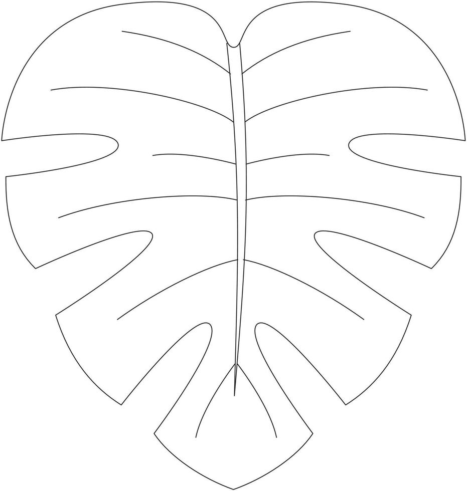 Monstera deliciosa monstera leaf vector icon black and white