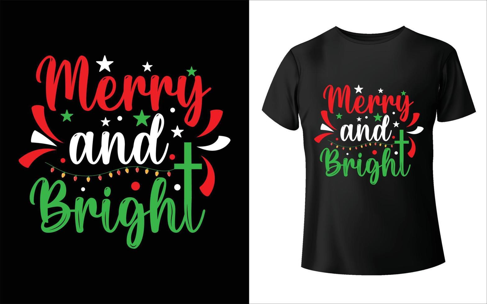 Merry and bright t-shirt design - Vector graphic, typographic poster, vintage, label, badge, logo, icon or t-shirt