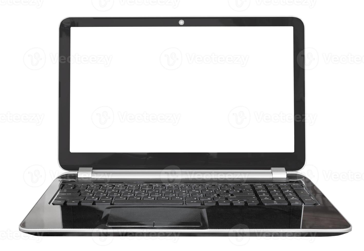 front view of black laptop with cut out screen photo