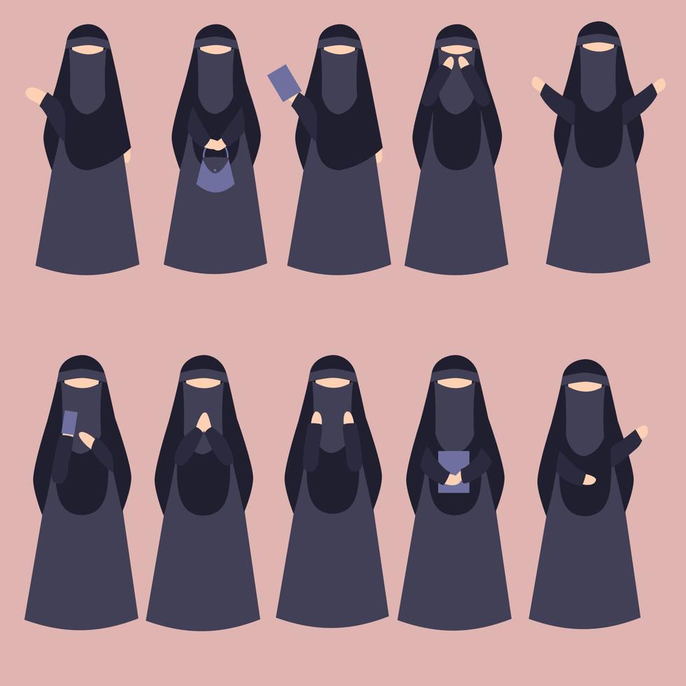 mujer vistiendo niqab vector