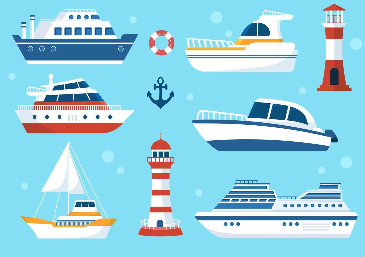 Yachts Template Hand Drawn Cartoon Flat Illustration with People Dancing, Sunbathing, Drinking Cocktails and Relaxing on Cruise Yacht at Ocean vector