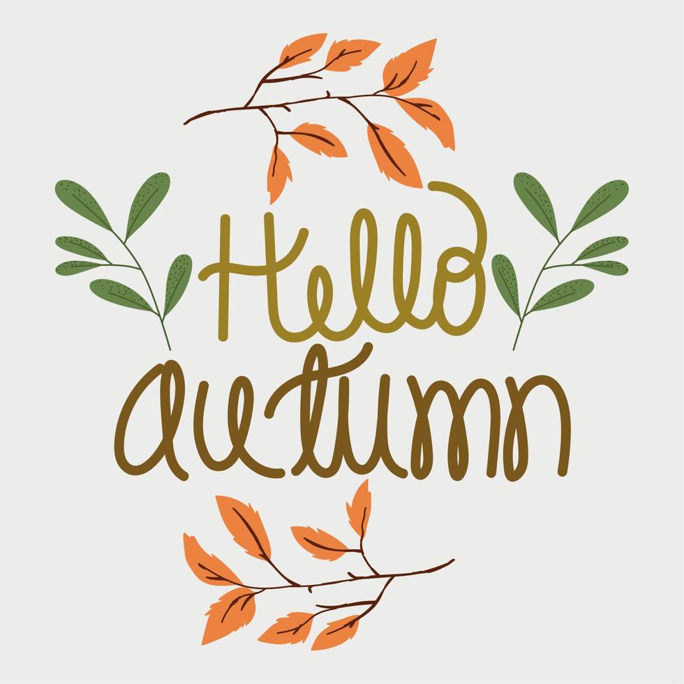 hello autumn card vector
