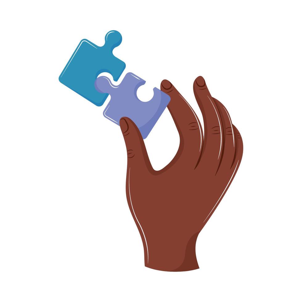hand with puzzles vector