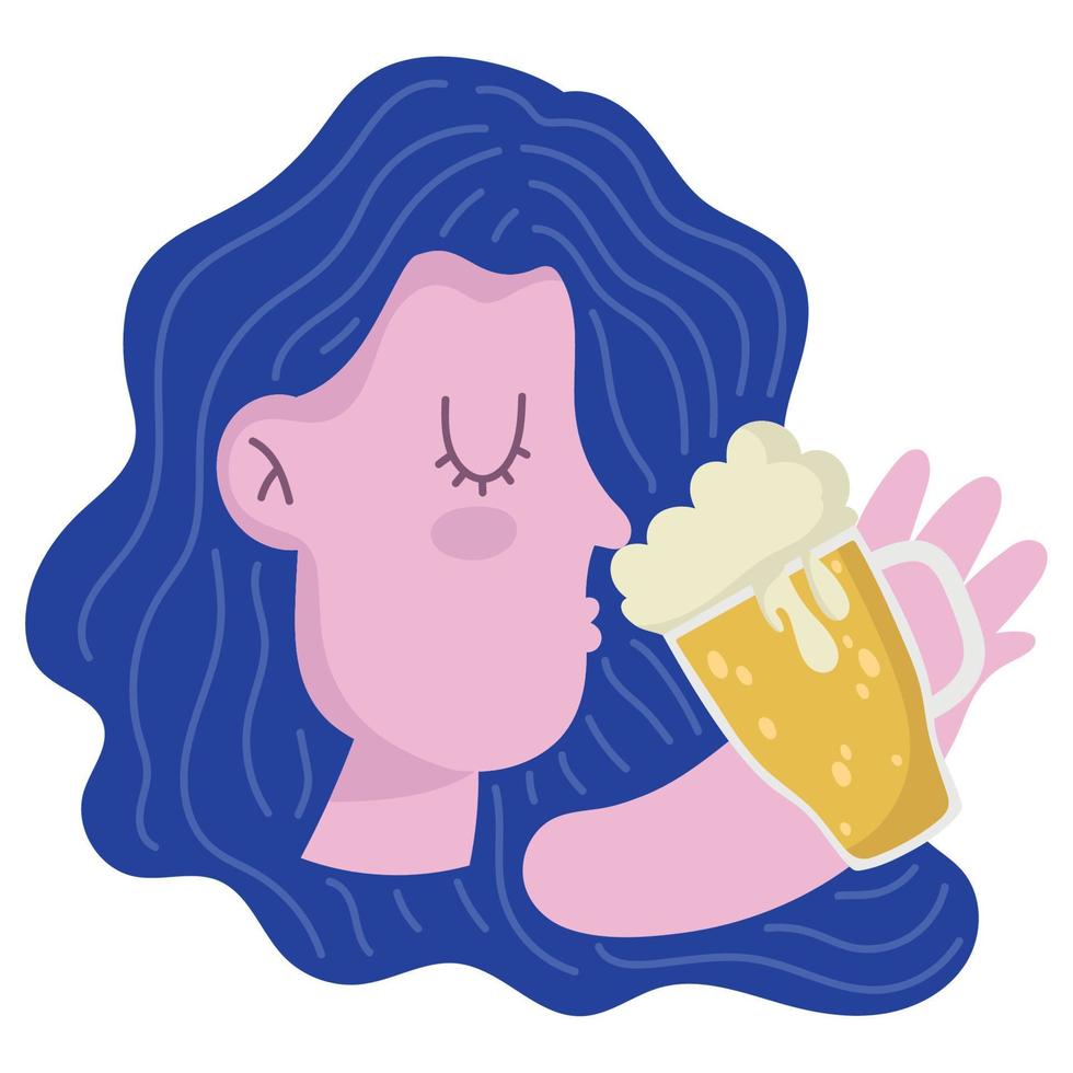 mujer bebiendo cerveza vector