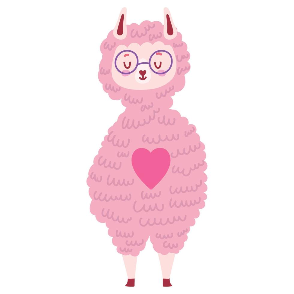 llama con dibujos animados de corazón vector