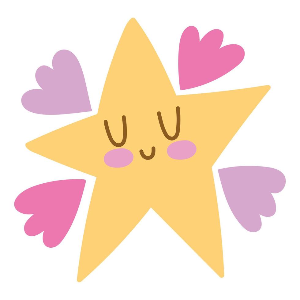 cute star with hearts vector