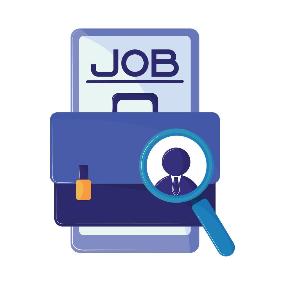 job search phone and loupe vector