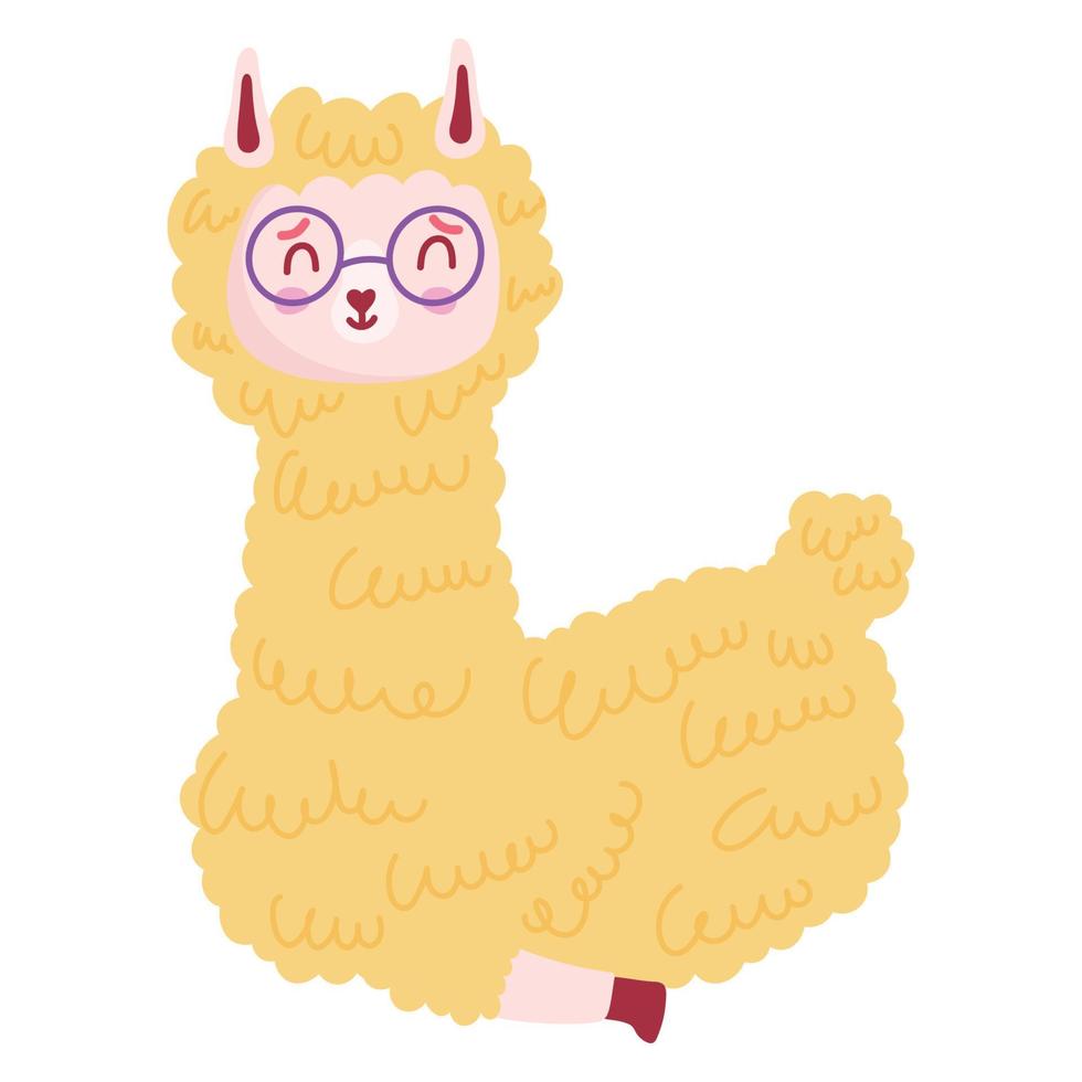 funny llama with glasses vector