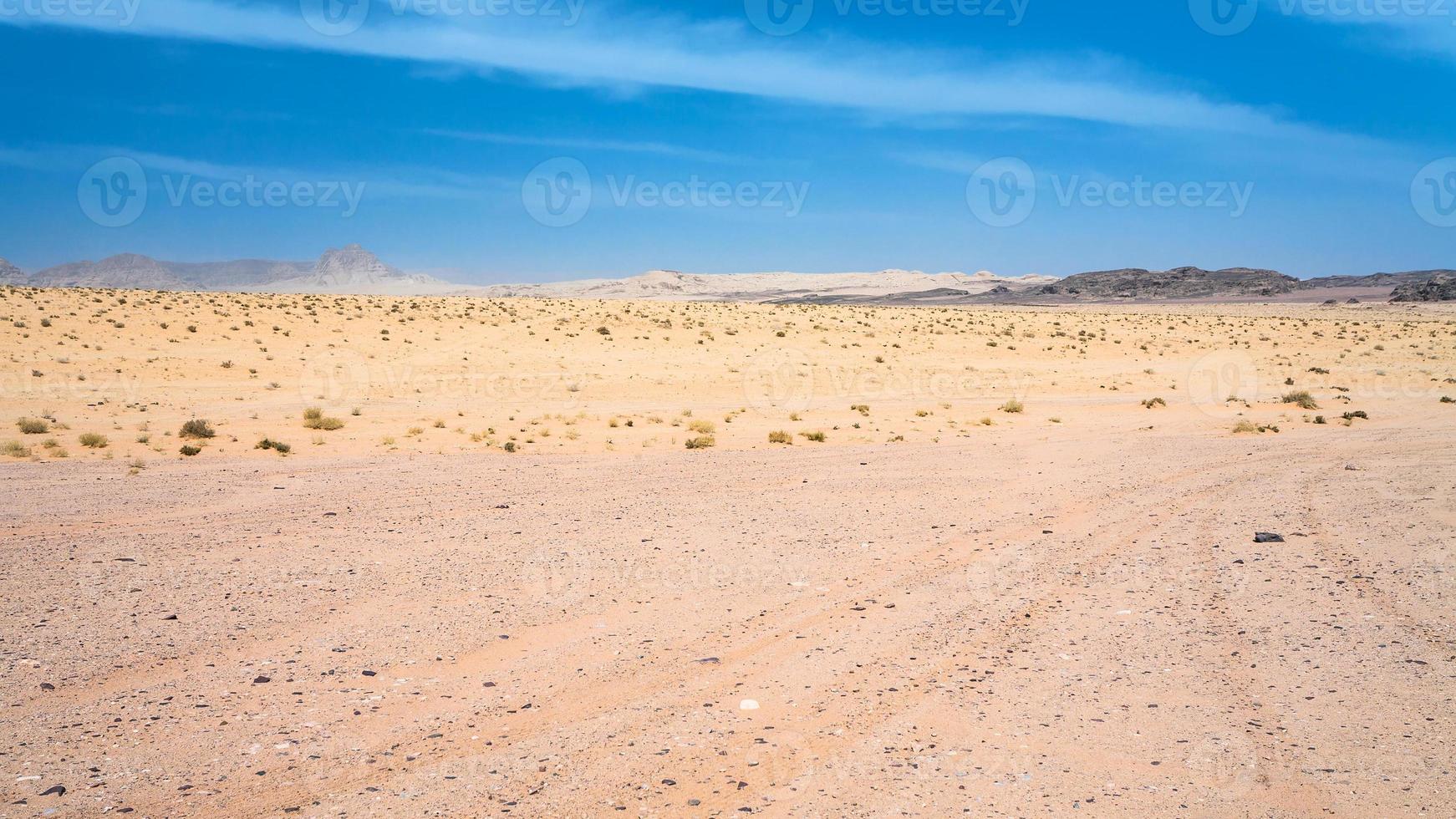 Wadi Rum desert in sunny winter day photo