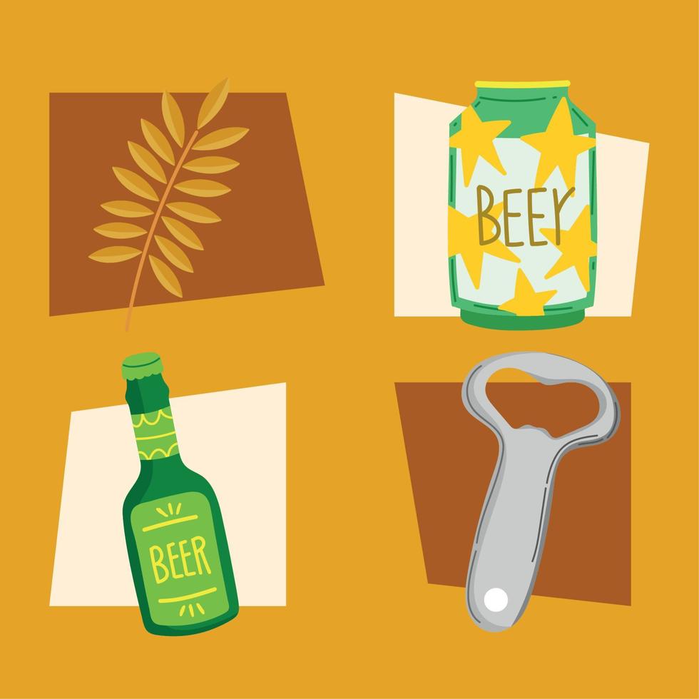 international beer day, icon set vector