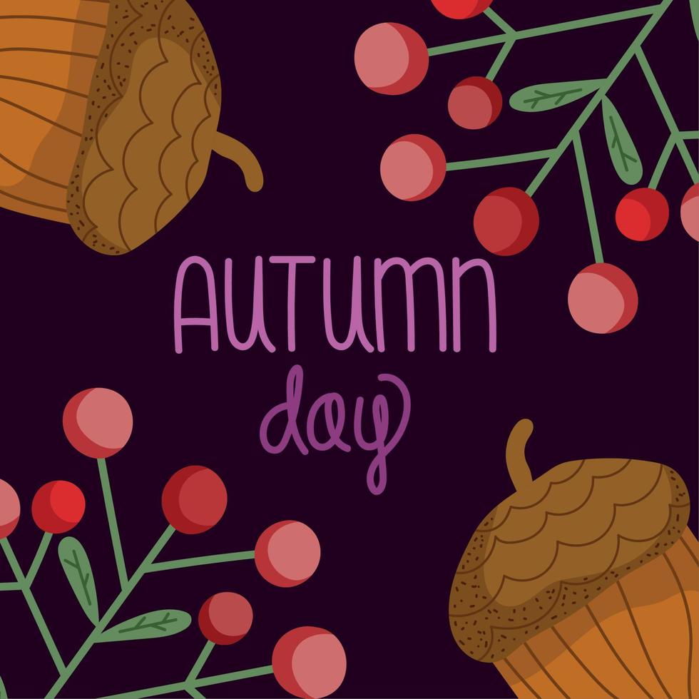 autumn day, acorns and berries vector