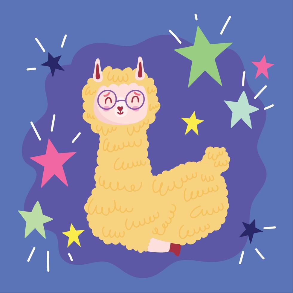 cute llama with glasses vector