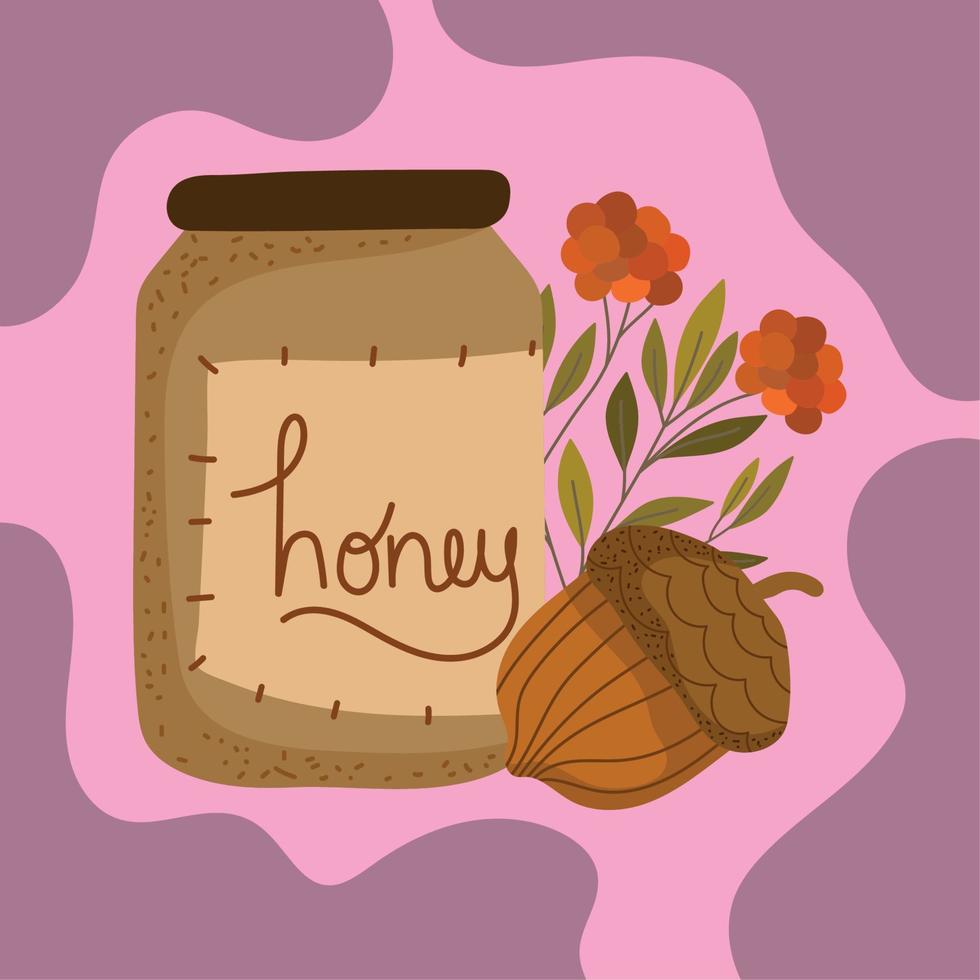 autumn honey and acorn vector