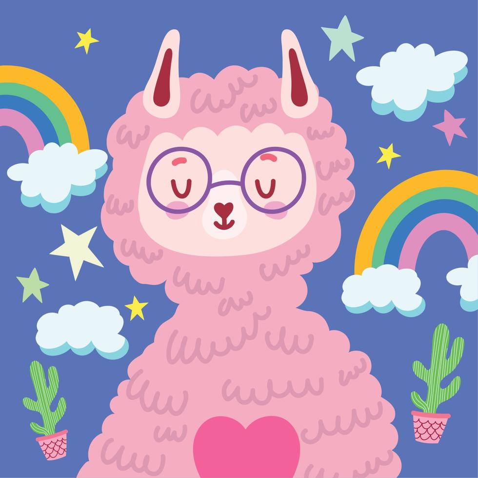 sweet llama with heart vector