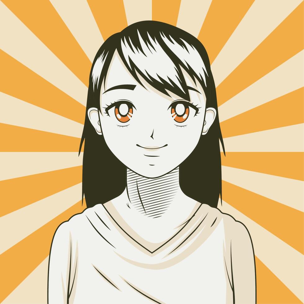 anime girl in yellow sunburst vector
