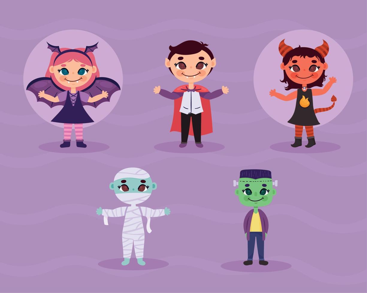 halloween kids in disguise vector