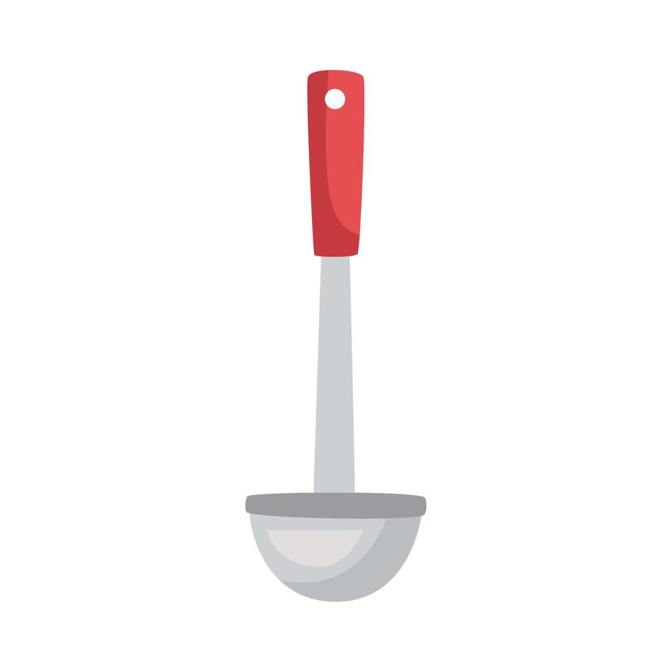 red ladle kitchen utensil vector