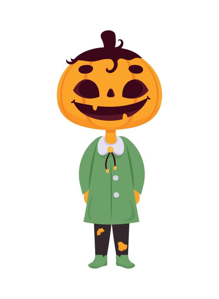 niño con disfraz de calabaza vector