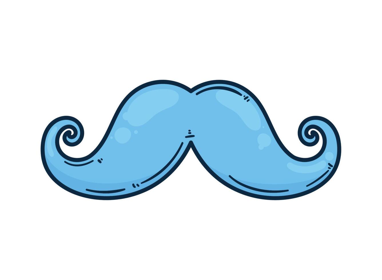 male mustache blue color vector